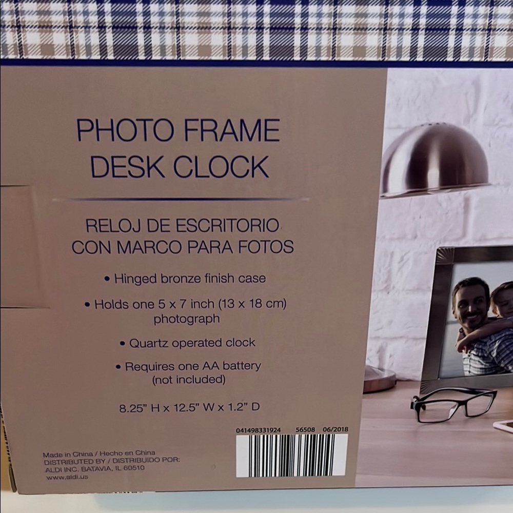 Bronze Finish Photo Frame Desk Clock